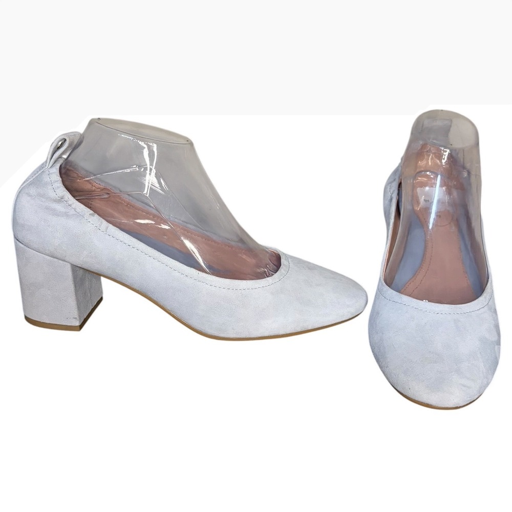 NWOB Taryn Rose Light Blue Suede Savannah Block Heel Pumps Women's Size 10B